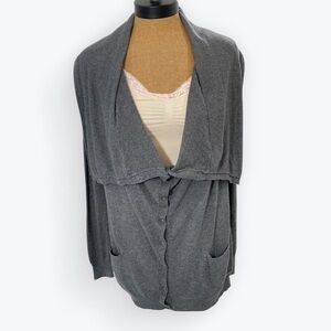 Guess fine knit button front sweater cardigan cowl or wide lapel neck pockets Sm